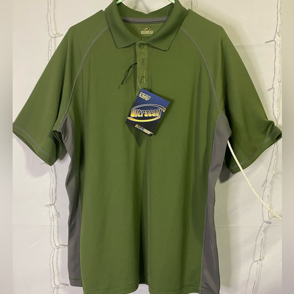 Reebok Men's Olive and Gray Polo Shirt